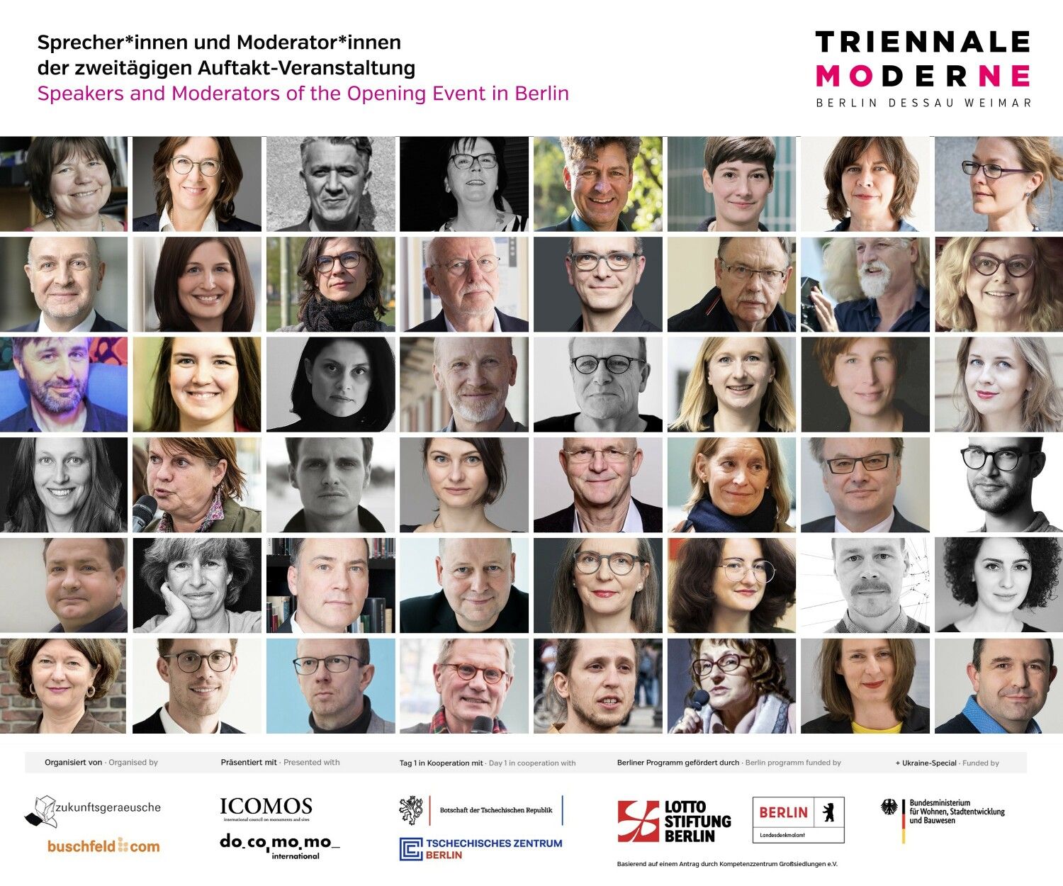 Expertinnen und Experten auf dem Podium der Auftakt-Veranstaltung zur Triennale der Moderne 2022 in Berlin