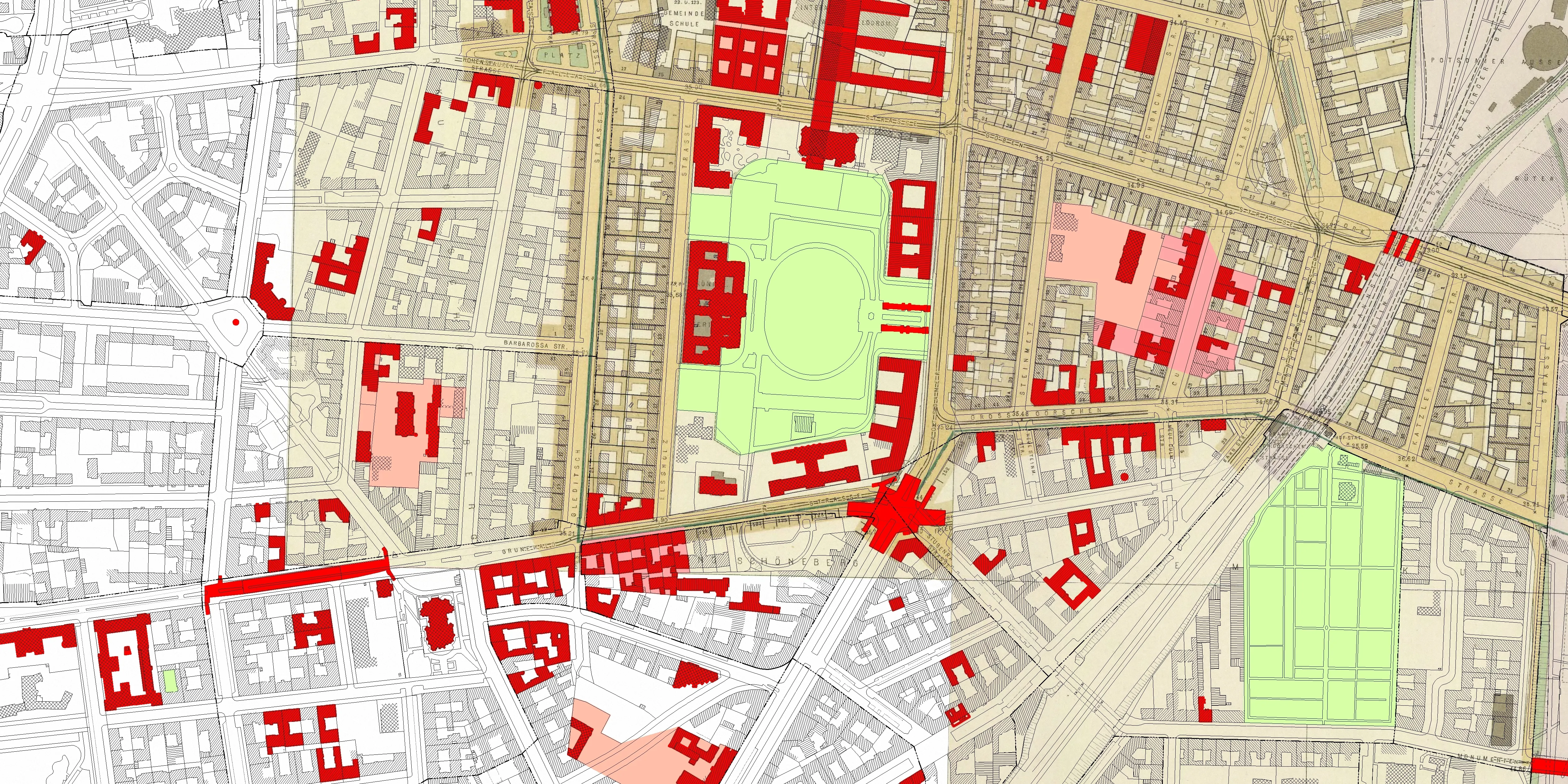 Ausschnitt Denkmalkarte Berlin und Straube-Plan
