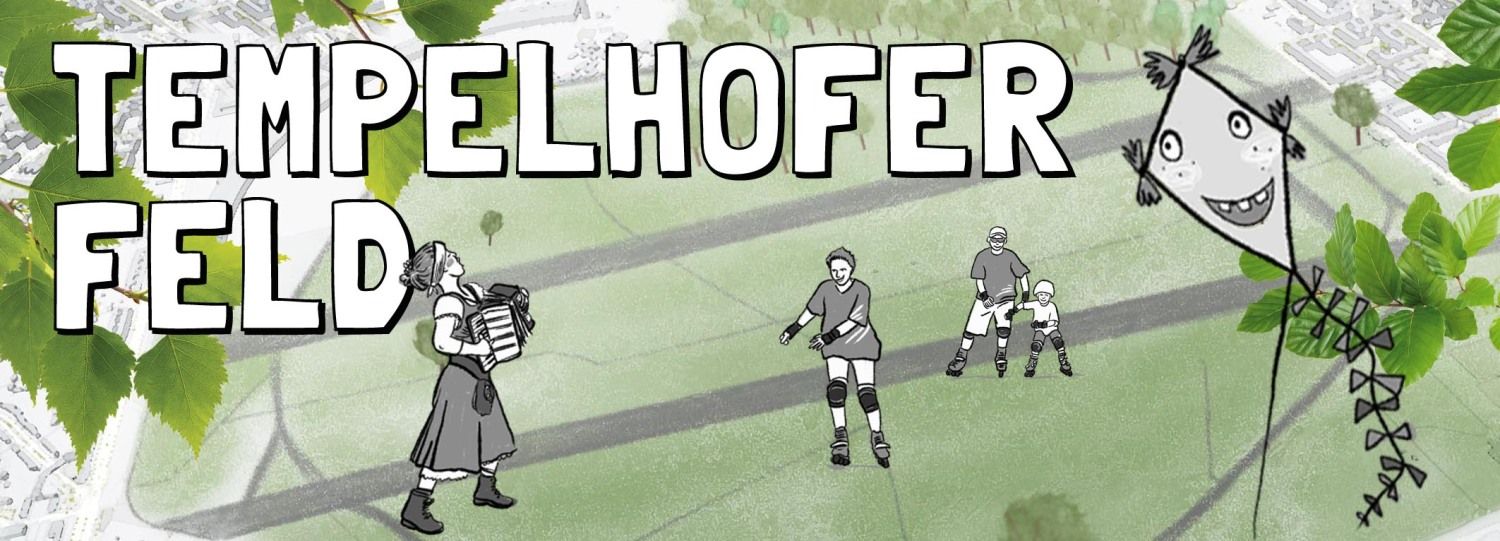 illustrierte Karte des Tempelhofer Feldes