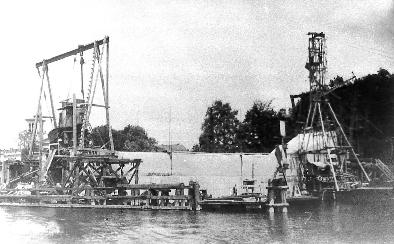 Bau des Spreetunnnels Friedrichshagen