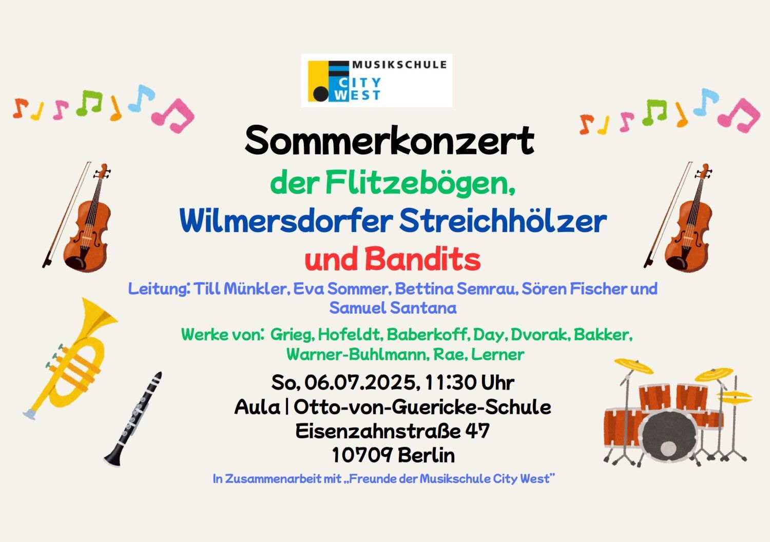 Sommerkonzert Flitzebögen, Wilmersdorfer Streichhölzer, Bandits
