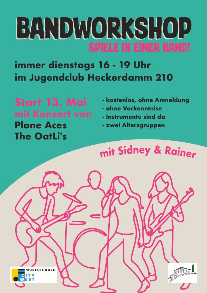 Plakat Ankündigung Bandworkshop Heckerdamm