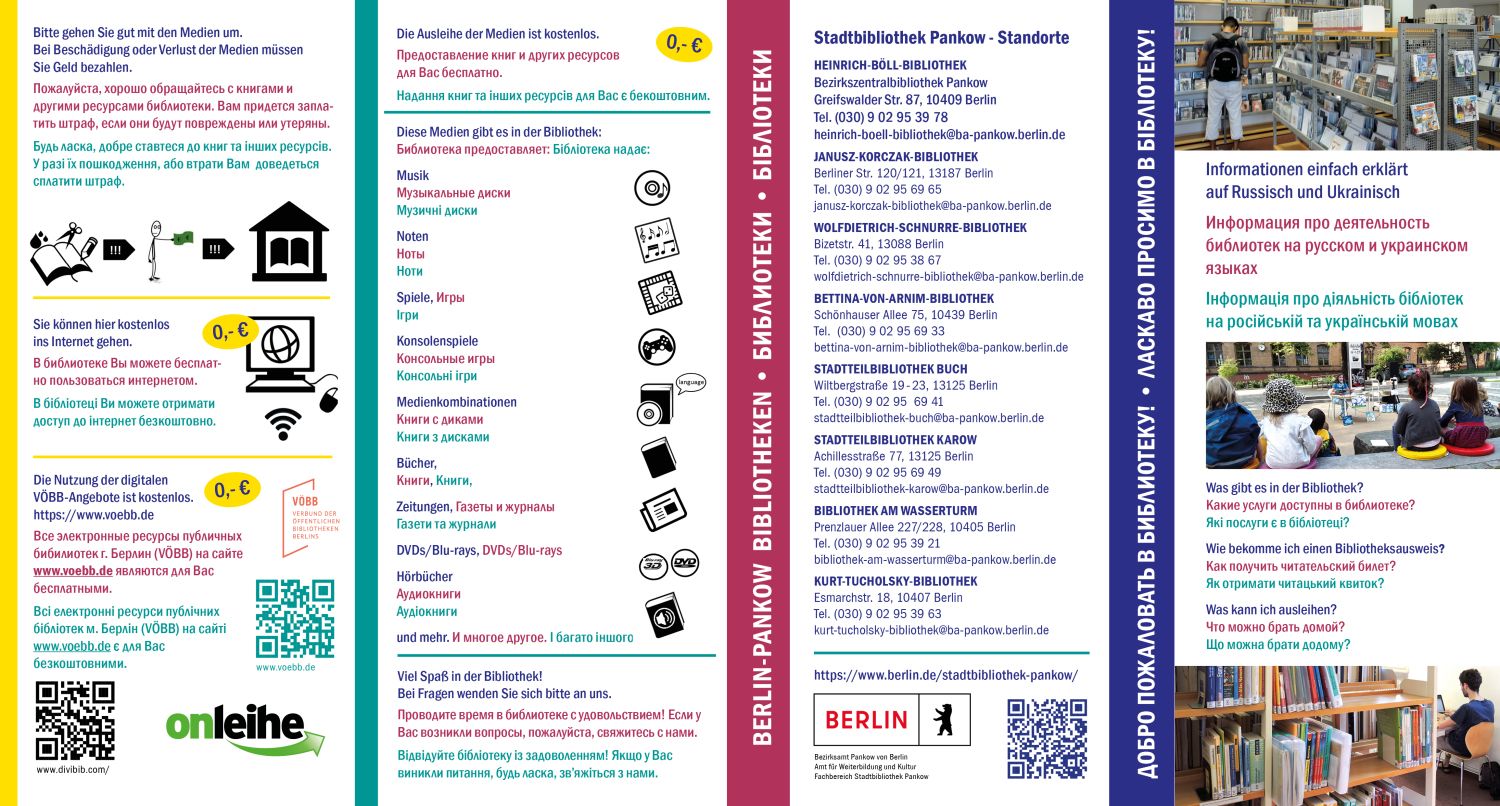 Infos der Bibliothek auf Ukrainisch und Russisch