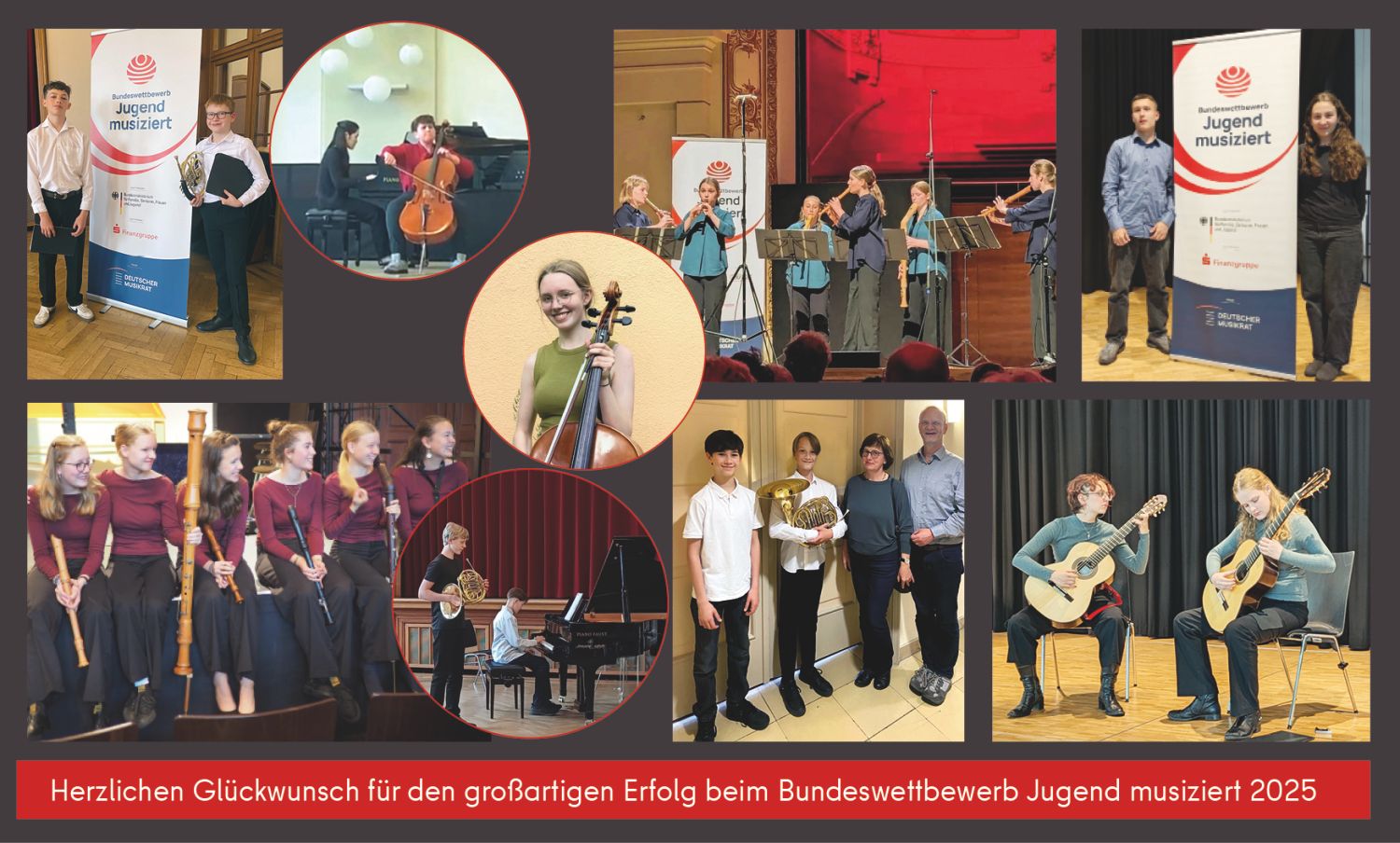 Collage mit den Preisträgerinnen und Preisträgern von Jugend Musiziert der Musikschule