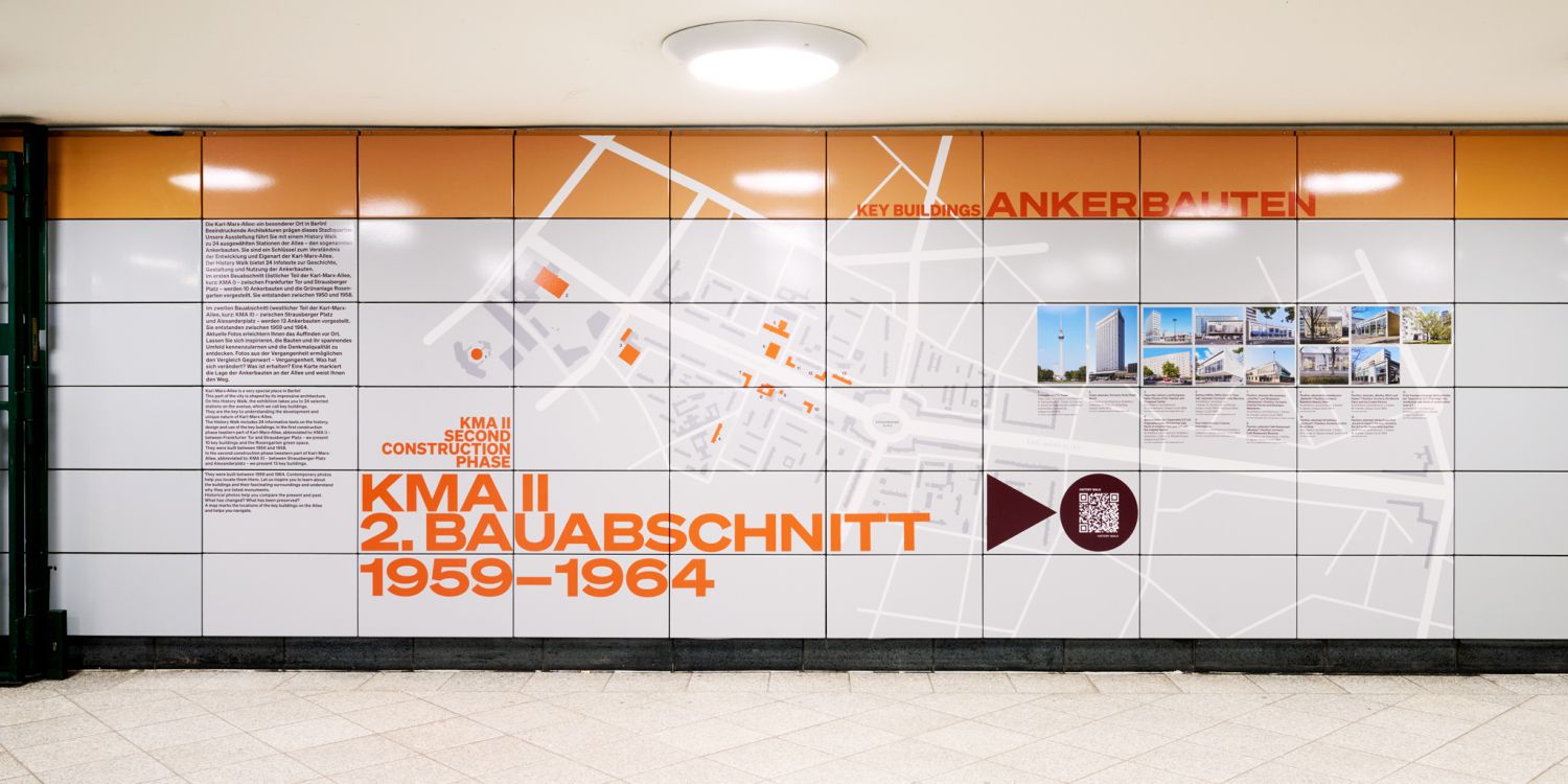 Ausstellungsgrafik „History” im U-Bahnhof Weberwiese