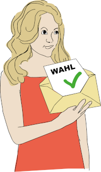 Frau mit Wahlzettel