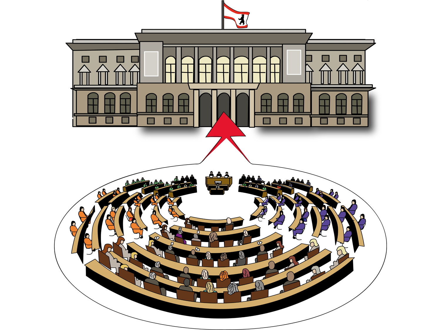 Abgeordnete sitzen im Parlament