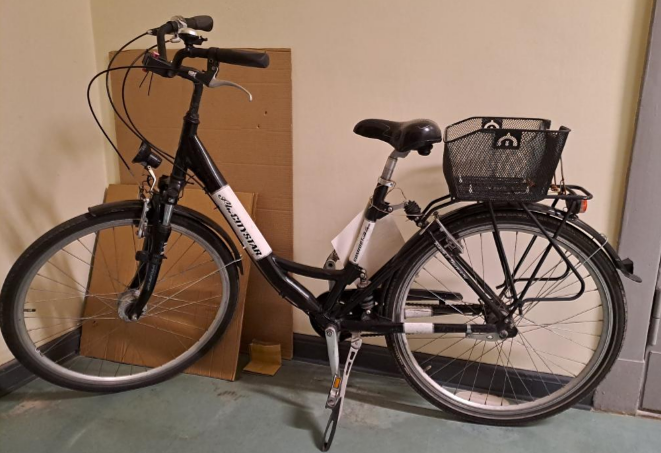 Schwarz-weißes Damenfahrrad