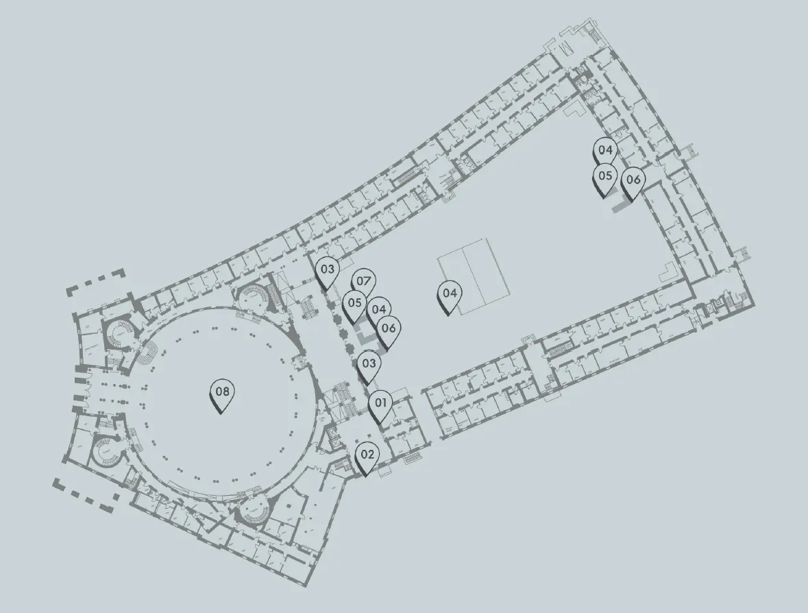 Aktueller Lageplan der Musterflächen im Gebäude Fehrbelliner Platz 4 (Bild: SenStadt)