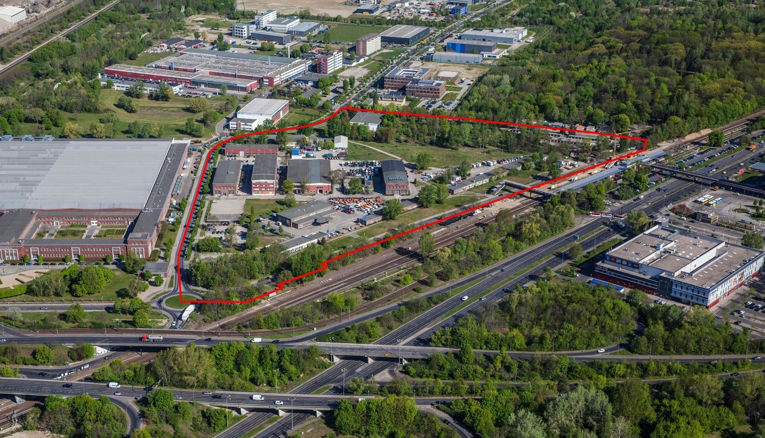 Luftbild mit Geltungsbereich des B-Plans XXI-22-2