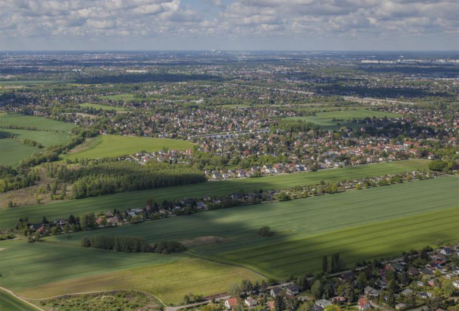 Schrägluftbild der drei Teilprojekte, 2019
