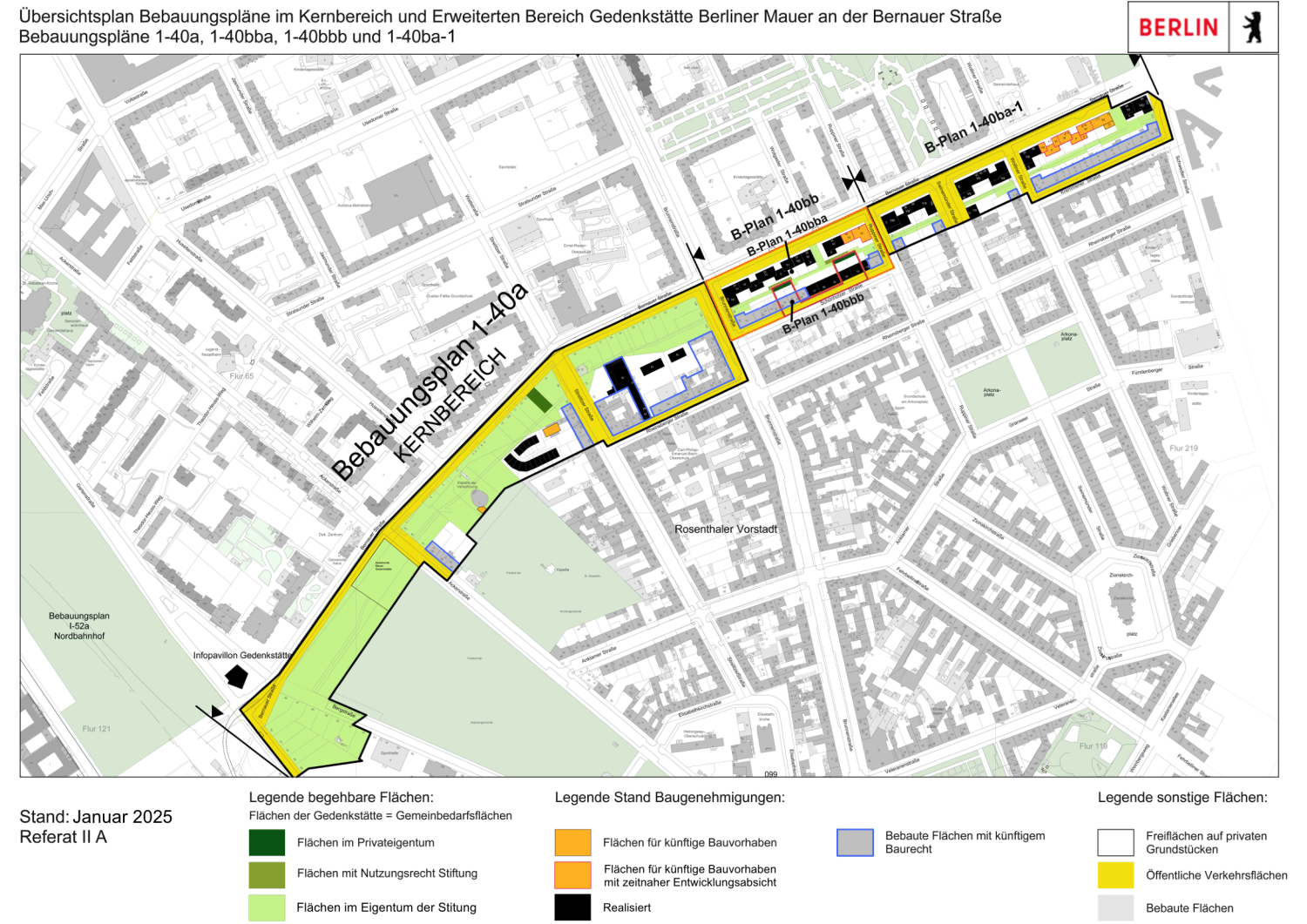 Übersichtsplan einschließlich der Geltungsbereiche der Bebauungsplanverfahren (Bild: SenStadt)