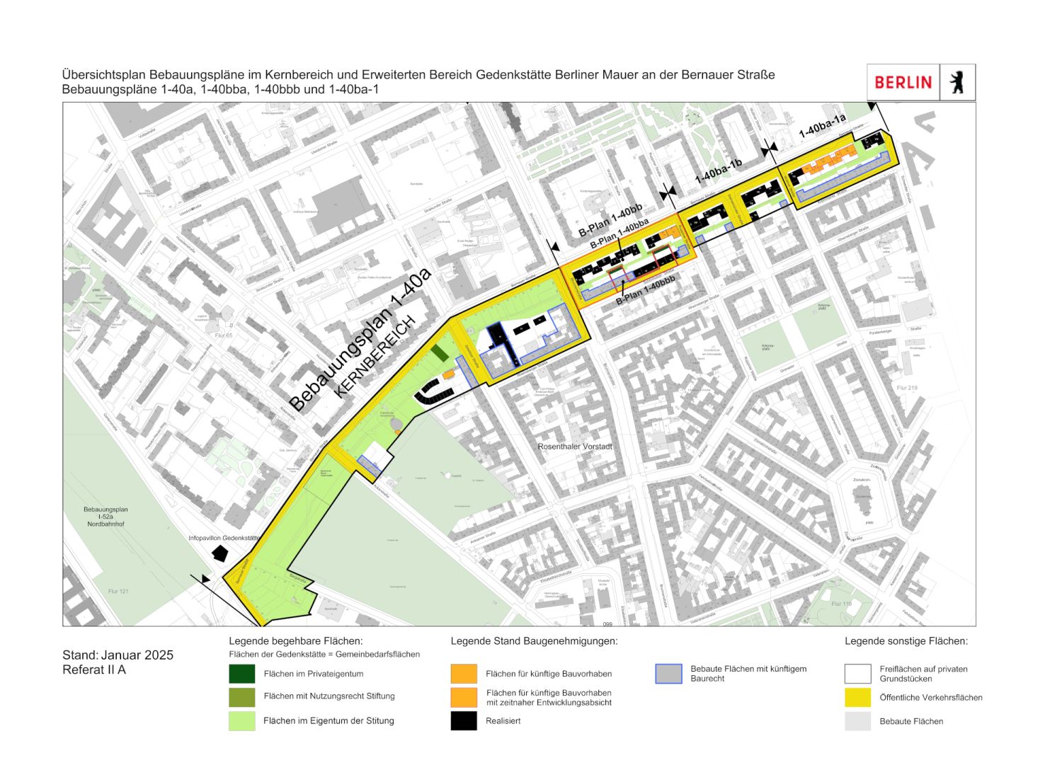 Übersichtsplan einschließlich der Geltungsbereiche der Bebauungsplanverfahren (Bild: SenStadt)