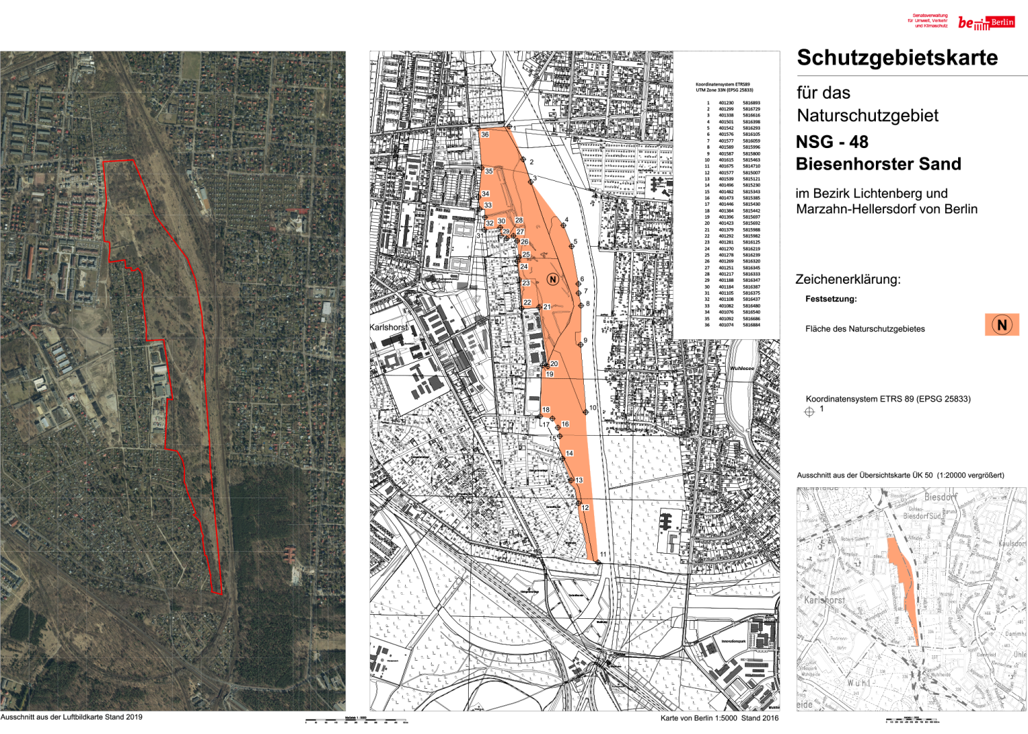Schutzgebietskarte für das NSG Biesenhorster Sand (Bild: SenUVK)
