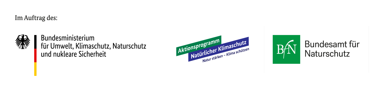 Logos: Bundesministerium für Umwelt, Klimaschutz, Naturschutz und nukleare Sicherheit (BMUKN); Aktionsprogramm Natürlicher Klimaschutz (ANK) und Bundesamt für Naturschutz (BfN)