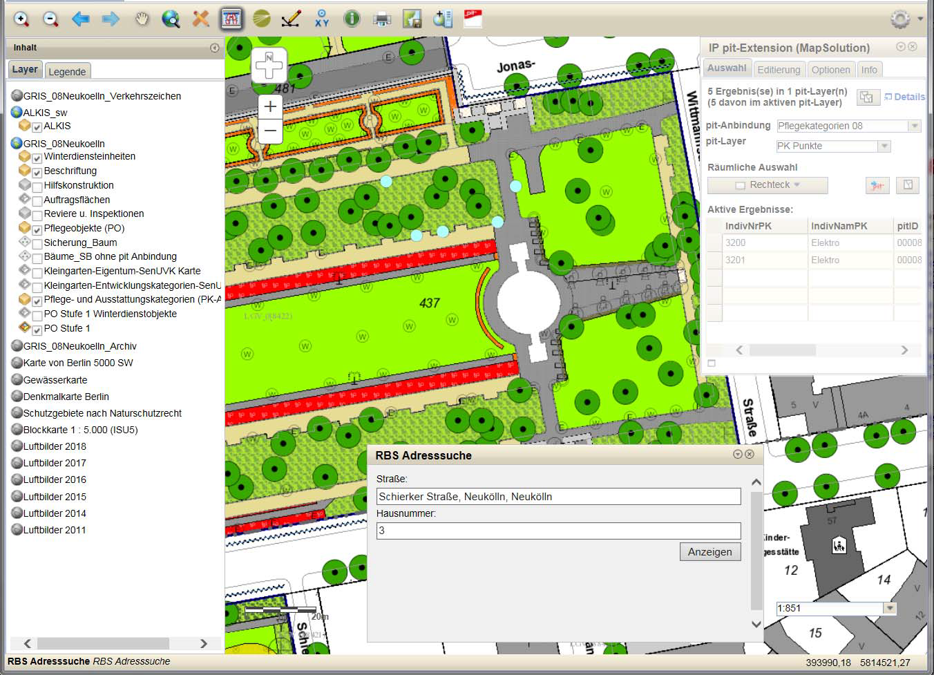 GIS-Komponente (WEB-GIS MapSolution)