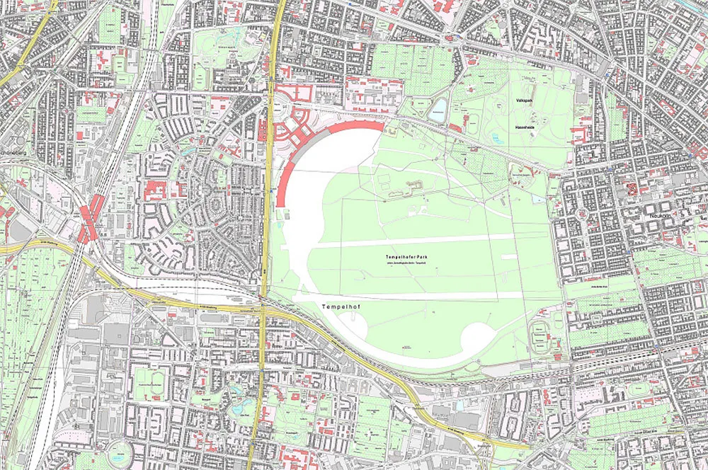 Lage des Tempelhofer Feldes im Stadtgebiet