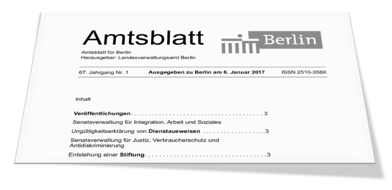 Veröffentlichungen im Amtsblatt von Berlin