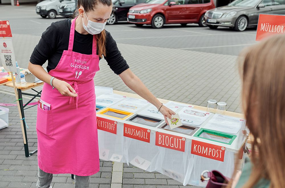 Müllsortierquiz auf dem Eventstand mit dem RESTLOS Rad - die mobile Fahrradküche
