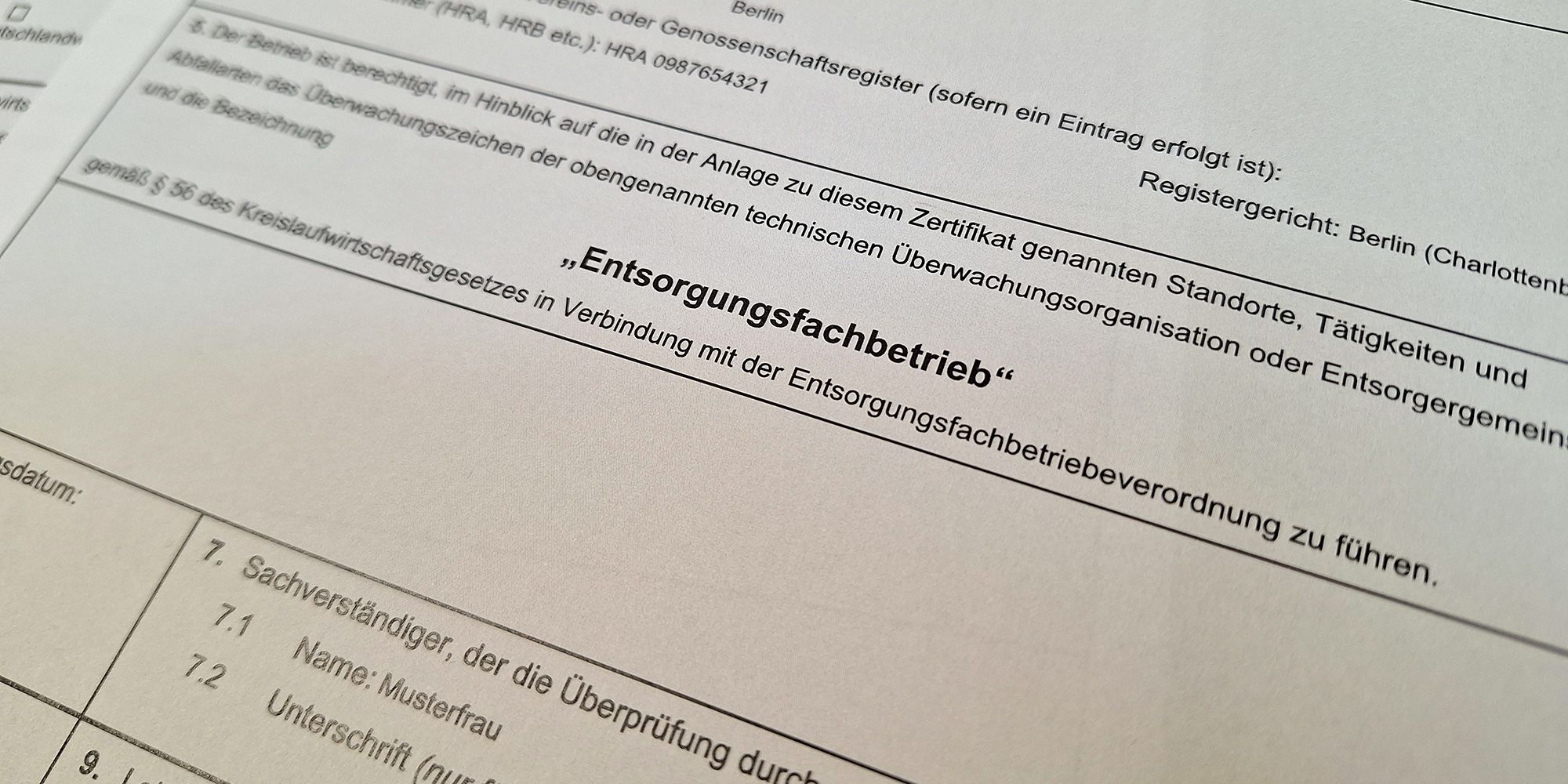 Entsorgungsfachbetriebezertifikat (Bild: SenMVKU)