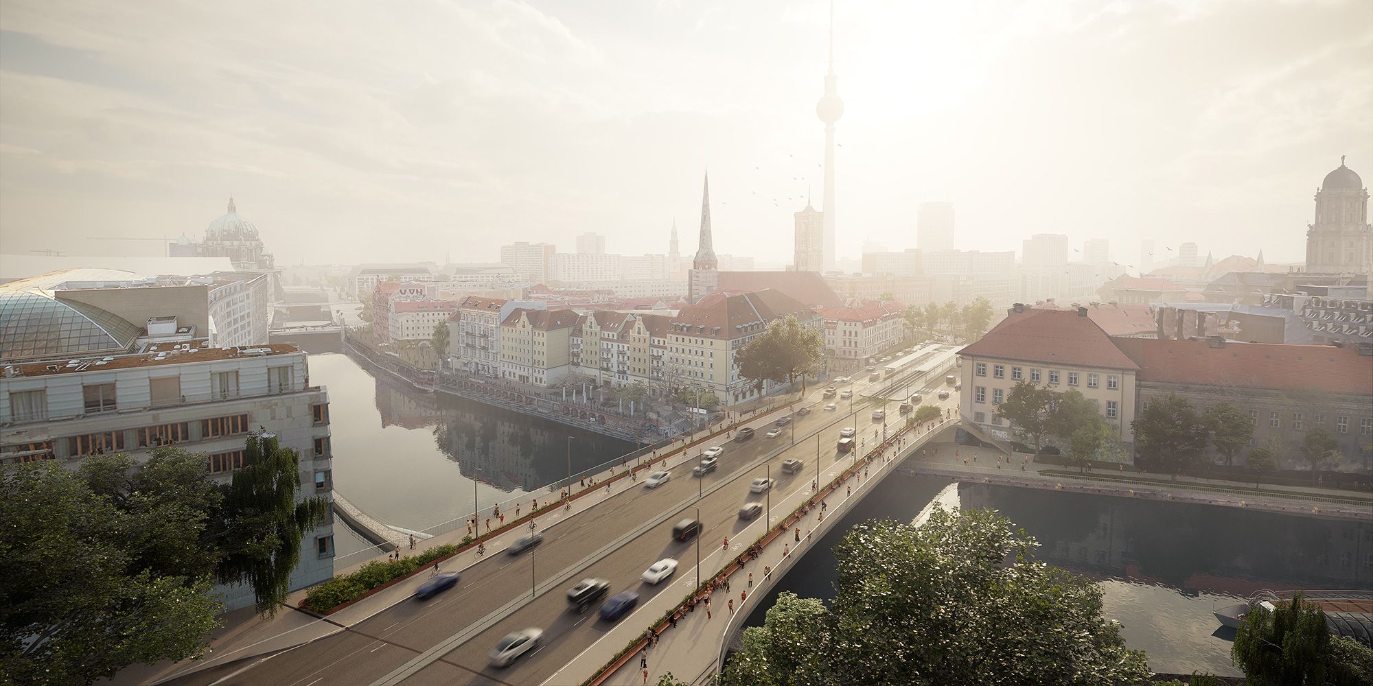 Visualisierung für die Mühlendammbrücke (Bild: Arup/COBE)