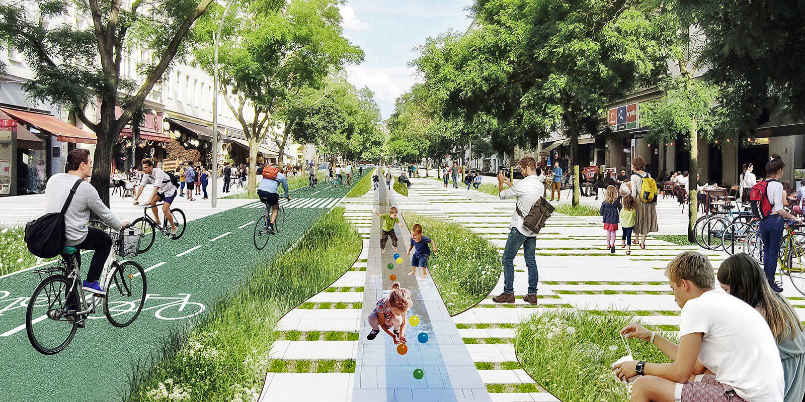 Mögliche Umgestaltung Bergmannstraße (Visualisierung)