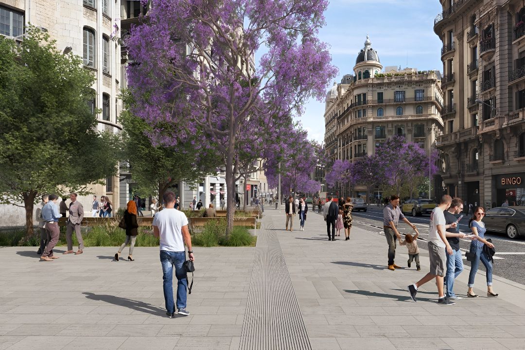 Visualisierung der Umgestaltung der Via Laietana in Barcelona, einer zentralen Achse durch die Innenstadt (Bild: Stadtverwaltung Barcelona)