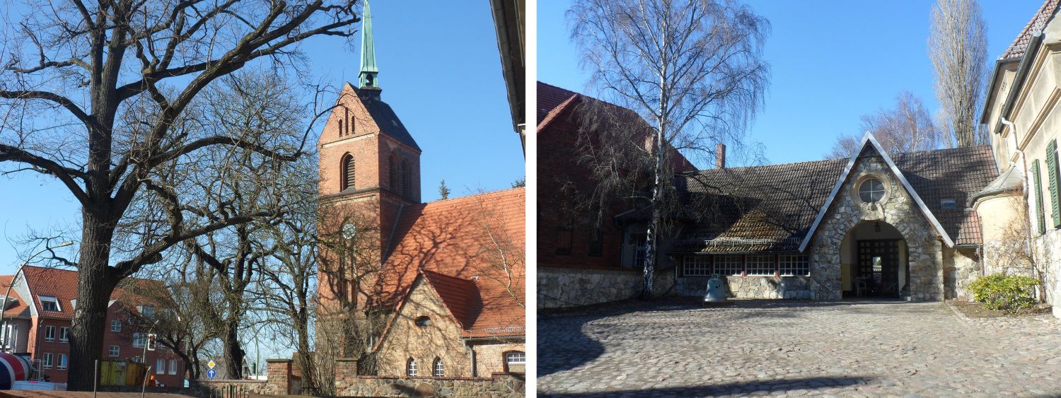 Ortskern Heinersdorf (links), Ehemaliger Gemeindesaal Heinersdorf (rechts)