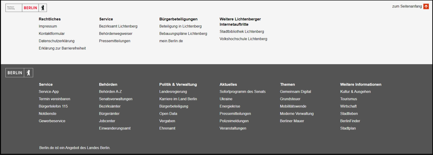 graue Fußzeile