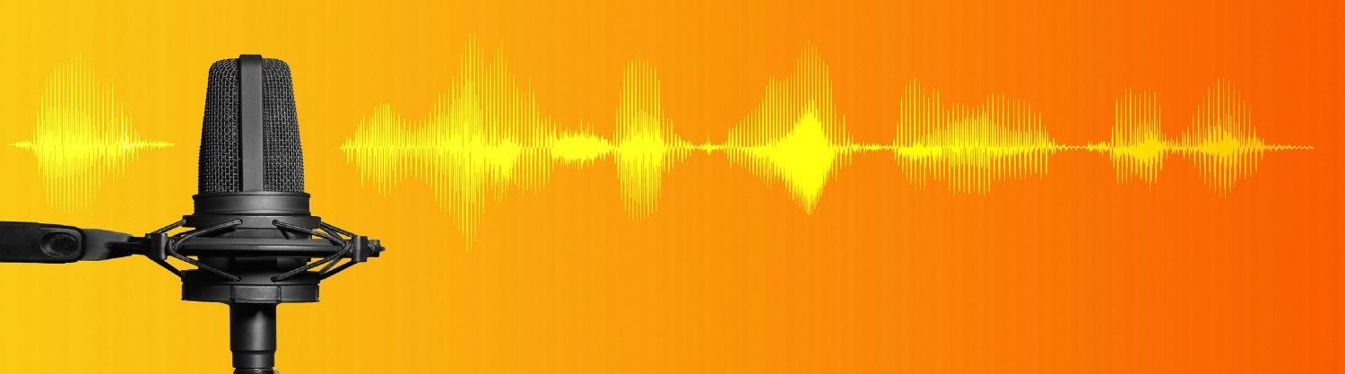 Professional,Studio,Microphone,On,Orange,And,Yellow,Background,With,Signal