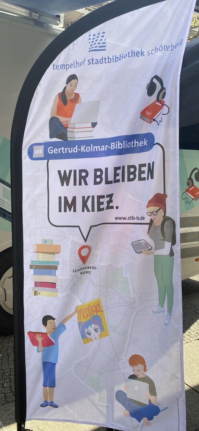 Beachflag_Wir bleiben im Kiez