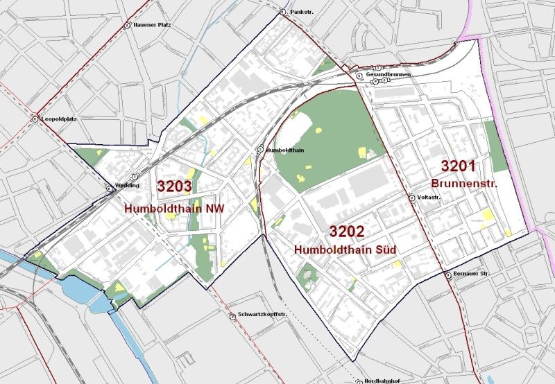 Übersichtsplan der Region Brunnenstraße Nord