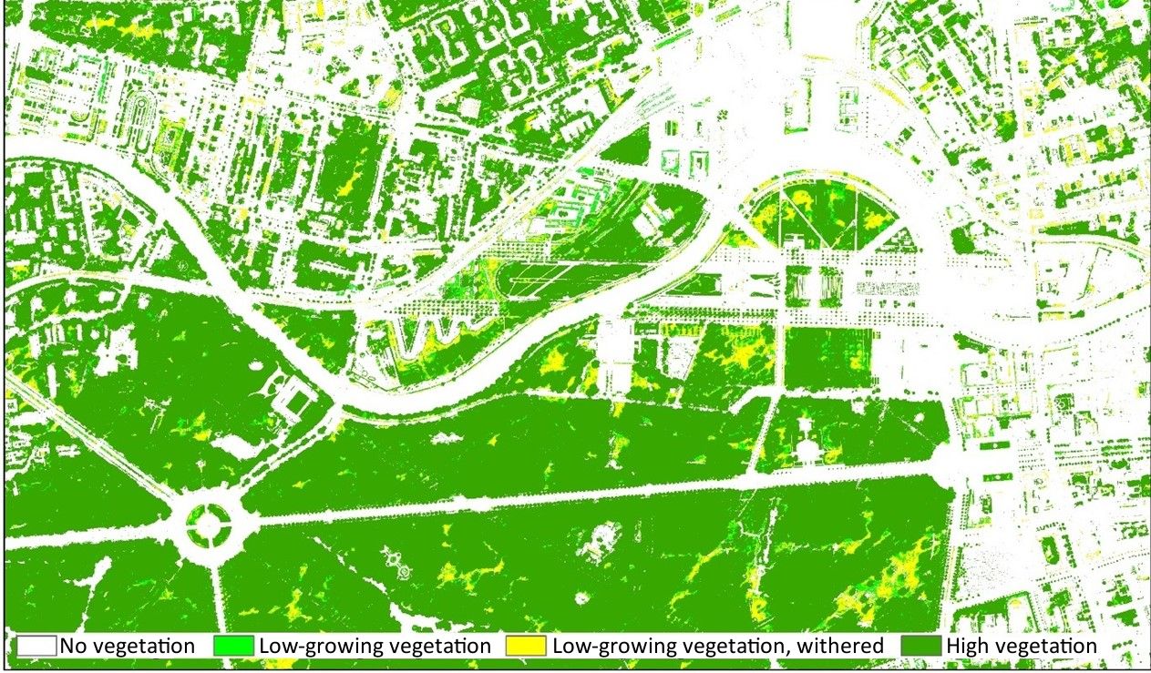 Fig. 6: Section of the result of the classification in the Großer Tiergarten area (Image: Umweltatlas Berlin)