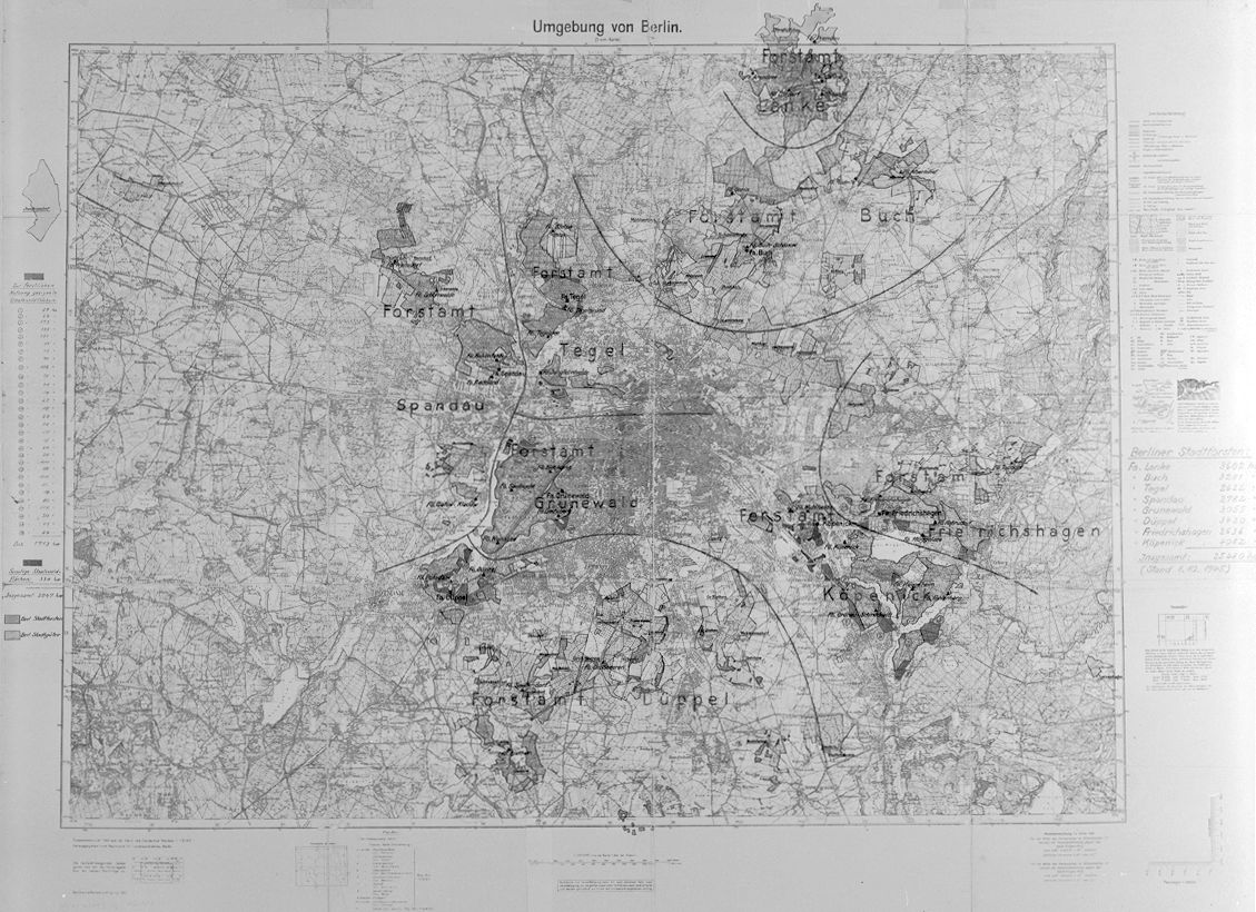 Abb. 1: Übersicht über die Stadtforsten in der Umgebung von Berlin im Jahr 1945 (Bild: Umweltatlas Berlin)
