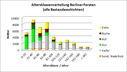 Abb. 5: Altersklassenverteilung Berliner Forsten (alle Bestandesschichten)