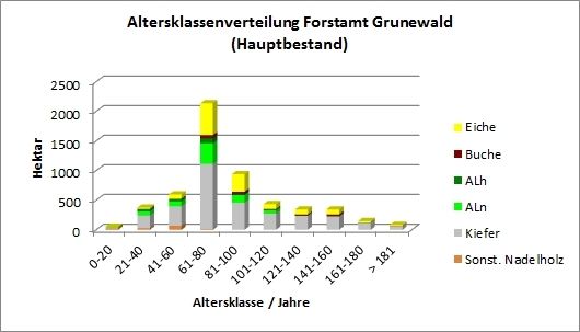 Abb. 9: Altersklassenverteilung Forstamt Grunewald (Hauptbestand)