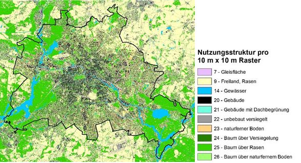 Ausdehnung des Untersuchungsgebietes und Klassifizierung der Nutzung für die Modellanwendung