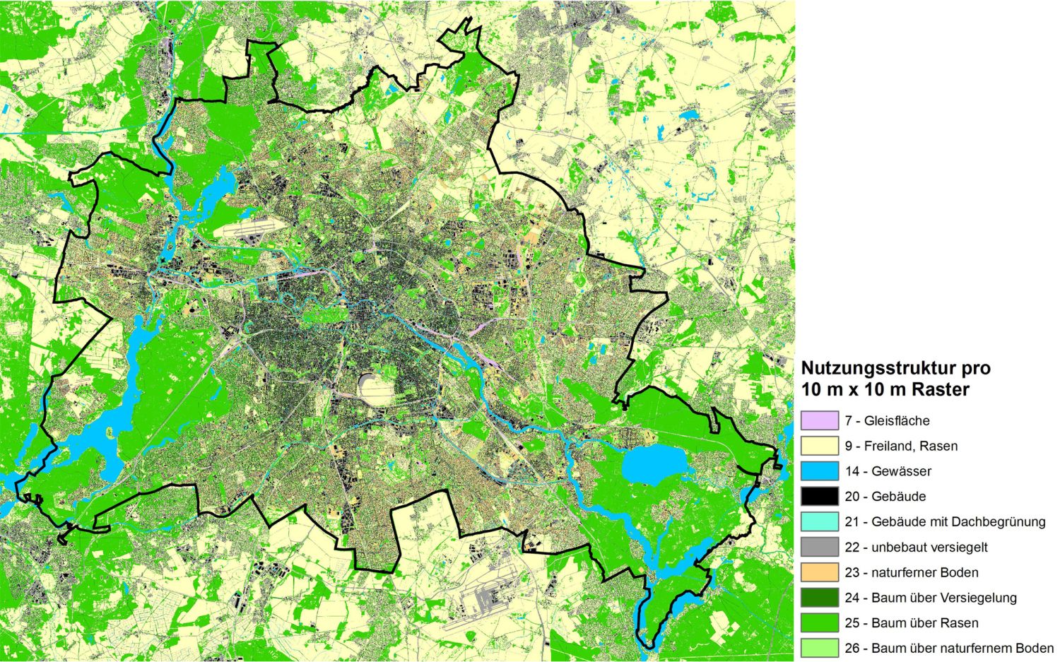 Ausdehnung und Nutzungsstruktur im Übergangsbereich Forst Grunewald – City West in Charlottenburg-Wilmersdorf