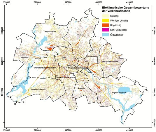 Abbildung 5: Bioklimatische Gesamtbewertung der Verkehrsflächen