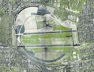 Abb. 2: Bodennahes Strömungsfeld und Kaltlufteinwirkbereich des ehemaligen Flughafens Tempelhof