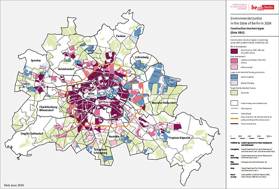 Fig. 2: Distribution of the structural types with predominantly residential use at the level of the planning areas (Image: Planergemeinschaft Kohlbrenner eG 2015)