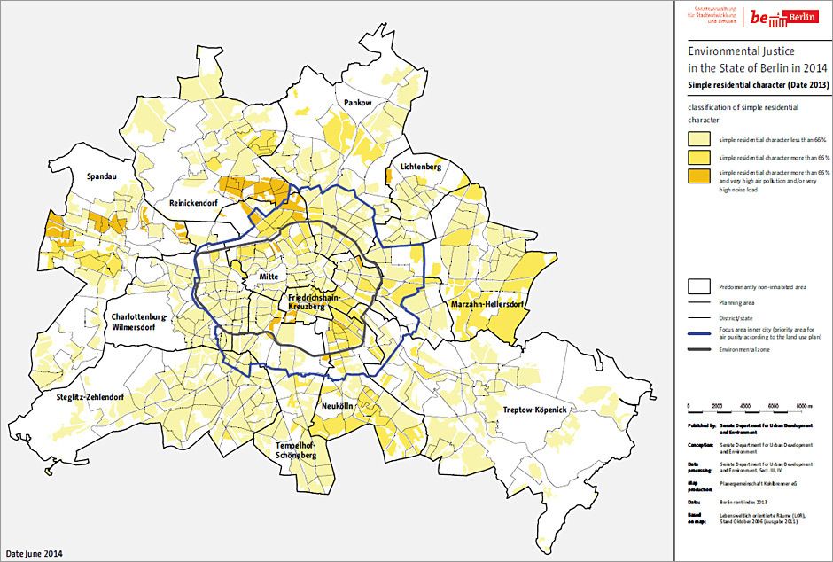 Fig. 4: Distribution of the simple residential characters at the level of the planning areas in Berlin (Image: Planergemeinschaft Kohlbrenner eG 2015)