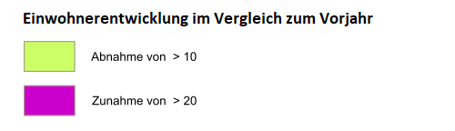 Abb. 3: Veränderungsdarstellung der Einwohnerdichte zwischen 2022 und 2023