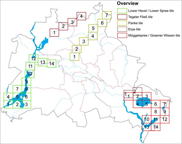 Fig. 3: Overview of the map sheets (tiles) for each flood area