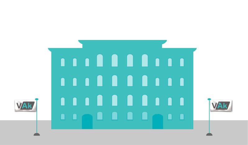 Turmstraße VAk Gebäude in cyan Illustration