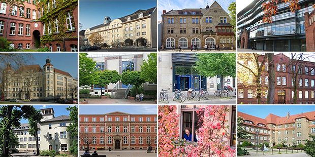 Eine Collage mit allen Berliner Volkshochschulen