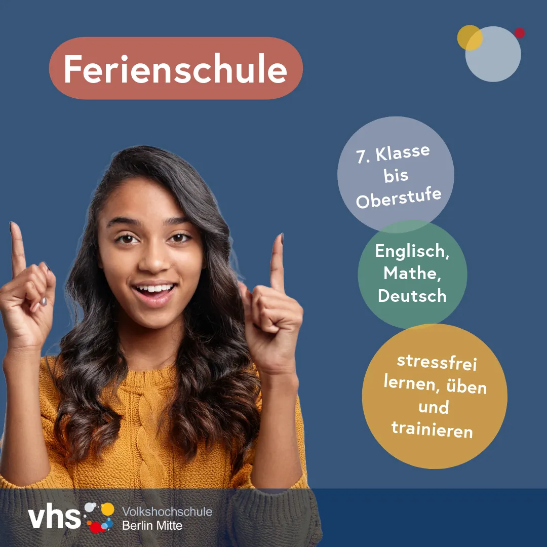 Plakat mit der Überschrift Ferienschule