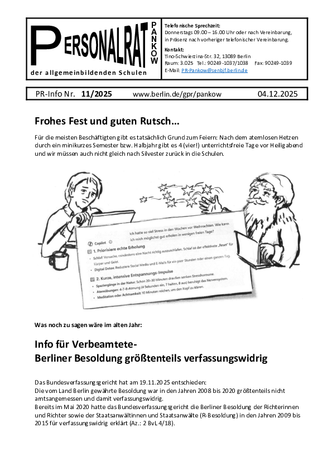 11/2025: Frohes Fest und guten Rutsch sowie Info für Verbeamtete - Besoldung größtenteils verfassungswidrig