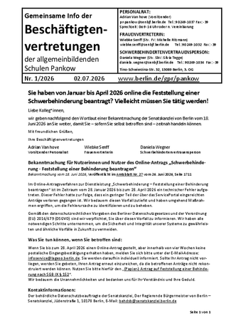 01/2026: Sie haben von Januar bis April 2026 online die Feststellung einer Schwerbehinderung beantragt? Vielleicht müssen Sie tätig werden!