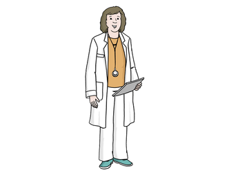 Illustration einer Ärztin im weißen Kittel